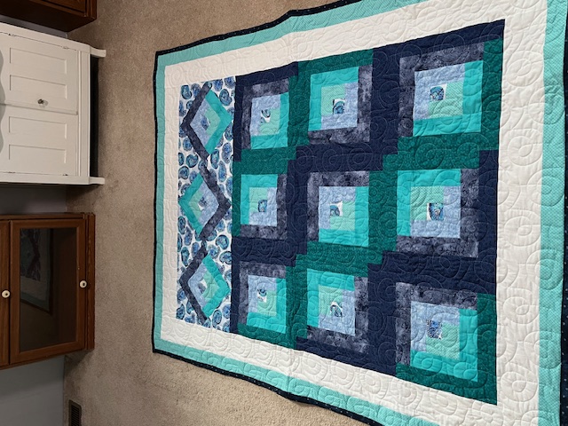 Blue Log Cabin